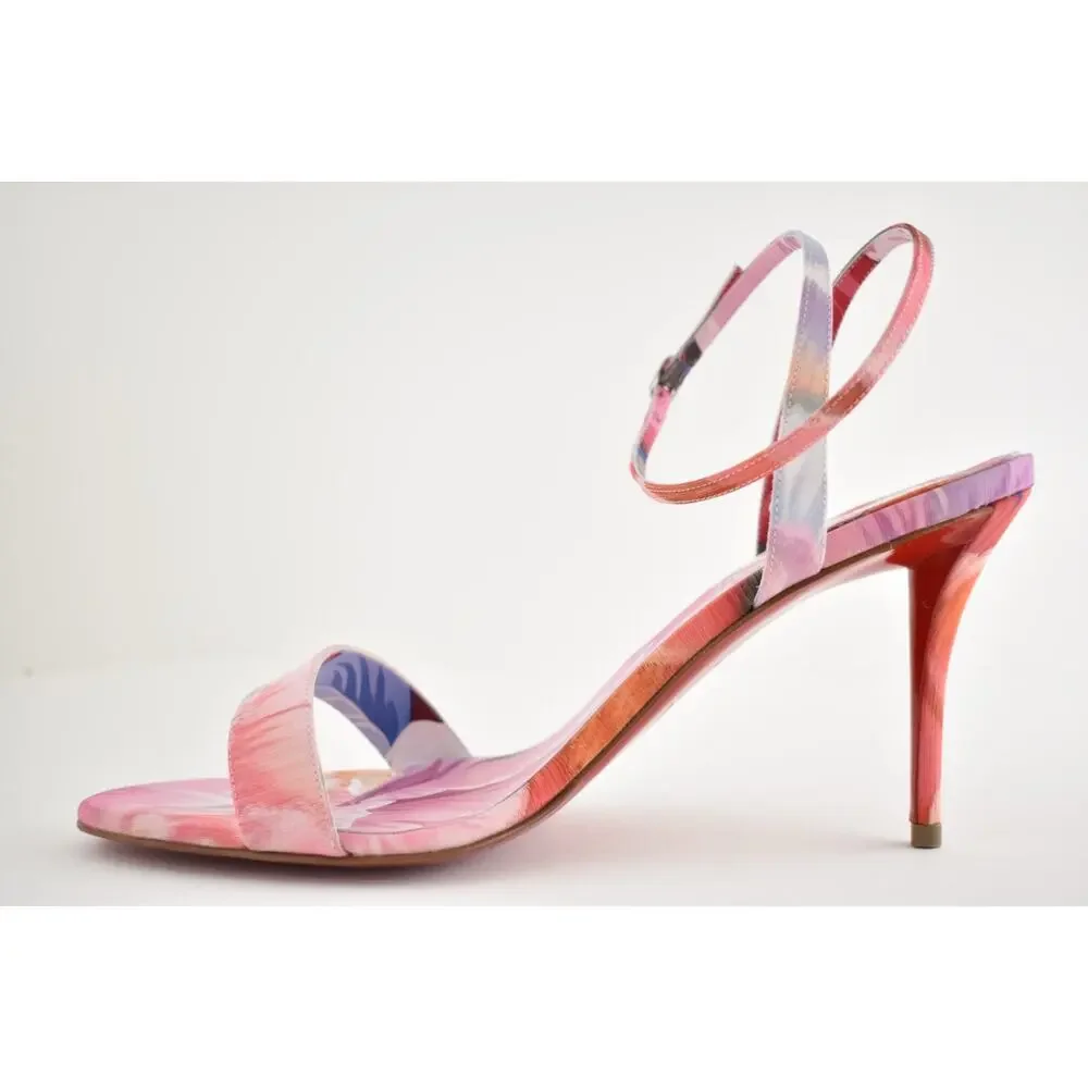 Christian Louboutin Miss Z Sandal 80 Pink Floral Ankle Strap Sandal Heel Pump 40